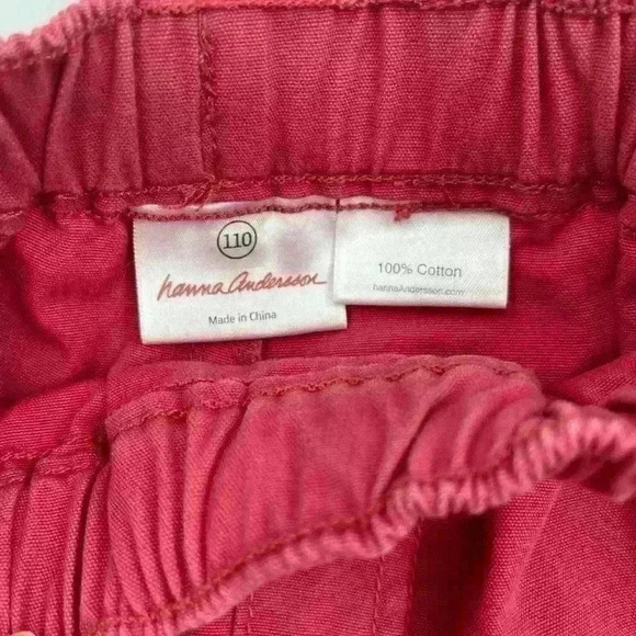 Hanna Andersson Size 110 Red Cargo Shorts Drawstring 100% Cotton Side Pocket - Picture 4 of 9